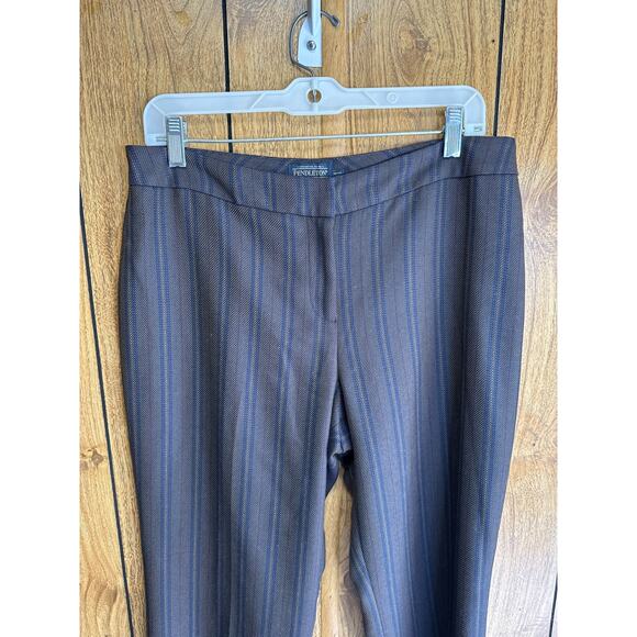 Pendleton Women's Striped Wool Straight Leg Pants Blue Brown Tan Burgundy 10P - Picture 4 of 8